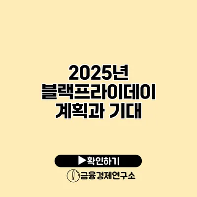 2025년 블랙프라이데이 계획과 기대