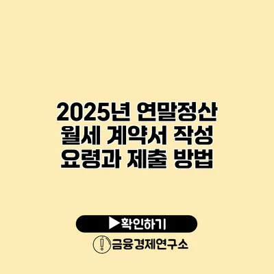 2025년 연말정산 월세 계약서 작성 요령과 제출 방법