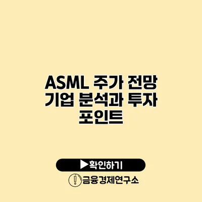 ASML 주가 전망 기업 분석과 투자 포인트