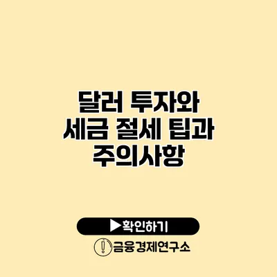 달러 투자와 세금 절세 팁과 주의사항