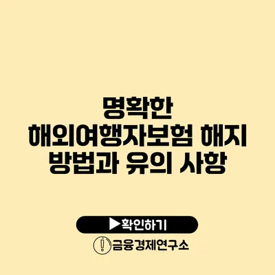 명확한 해외여행자보험 해지 방법과 유의 사항