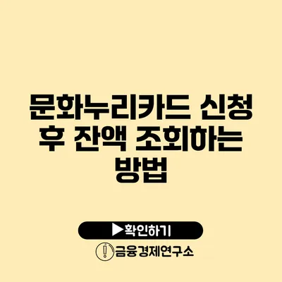 문화누리카드 신청 후 잔액 조회하는 방법