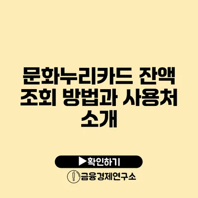 문화누리카드 잔액 조회 방법과 사용처 소개