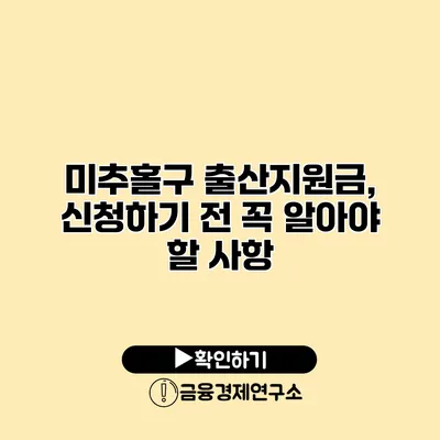 미추홀구 출산지원금, 신청하기 전 꼭 알아야 할 사항