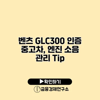 벤츠 GLC300 인증 중고차, 엔진 소음 관리 Tip