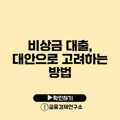 비상금 대출, 대안으로 고려하는 방법