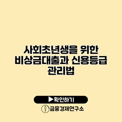 사회초년생을 위한 비상금대출과 신용등급 관리법