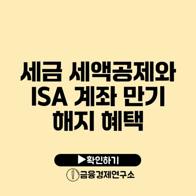 세금 세액공제와 ISA 계좌 만기 해지 혜택