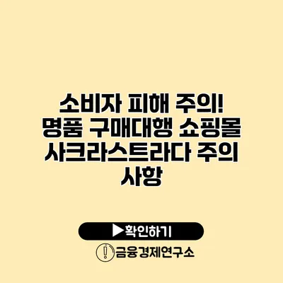 소비자 피해 주의! 명품 구매대행 쇼핑몰 사크라스트라다 주의 사항