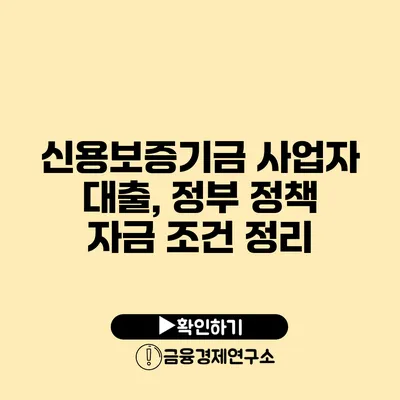 신용보증기금 사업자 대출, 정부 정책 자금 조건 정리