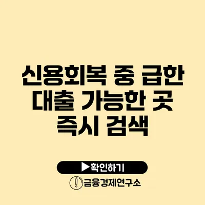 신용회복 중 급한 대출 가능한 곳 즉시 검색