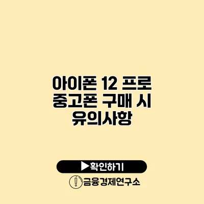 아이폰 12 프로 중고폰 구매 시 유의사항