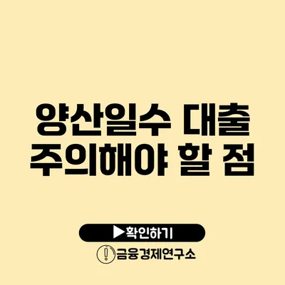 양산일수 대출 주의해야 할 점