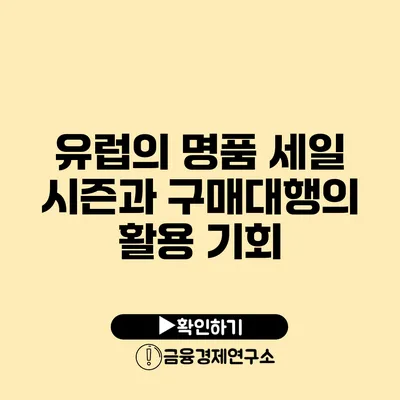 유럽의 명품 세일 시즌과 구매대행의 활용 기회