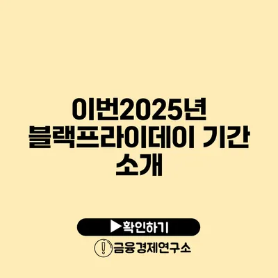 이번2025년 블랙프라이데이 기간 소개