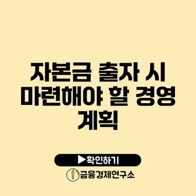 자본금 출자 시 마련해야 할 경영 계획