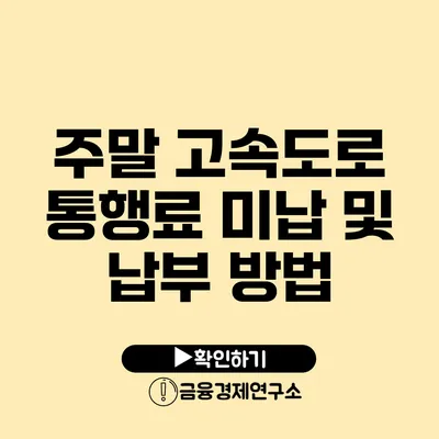 주말 고속도로 통행료 미납 및 납부 방법