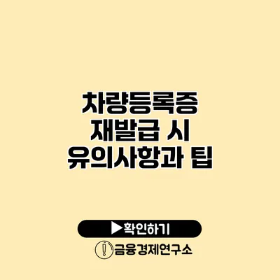 차량등록증 재발급 시 유의사항과 팁