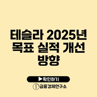 테슬라 2025년 목표 실적 개선 방향