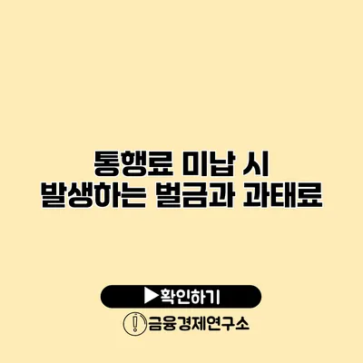 통행료 미납 시 발생하는 벌금과 과태료