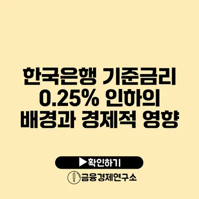 한국은행 기준금리 0.25% 인하의 배경과 경제적 영향