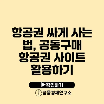 항공권 싸게 사는 법, 공동구매 항공권 사이트 활용하기