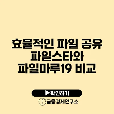 효율적인 파일 공유 파일스타와 파일마루19 비교
