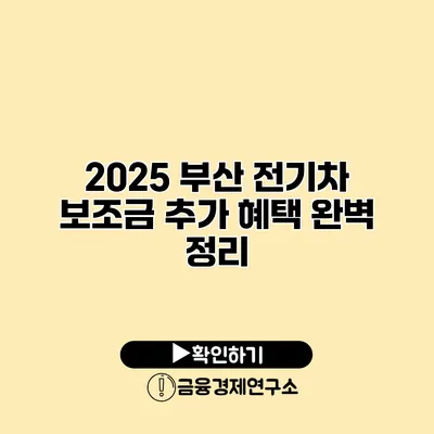 2025 부산 전기차 보조금 추가 혜택 완벽 정리