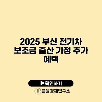 2025 부산 전기차 보조금 출산 가정 추가 혜택