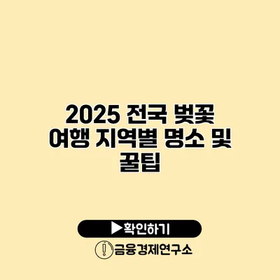 2025 전국 벚꽃 여행 지역별 명소 및 꿀팁