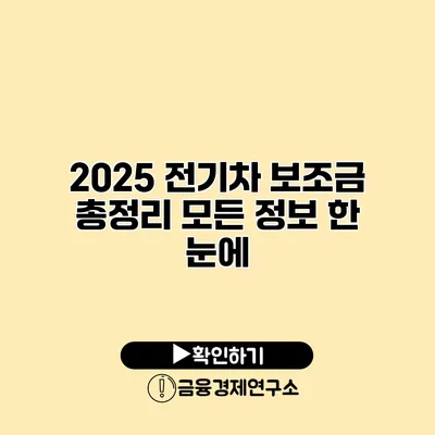 2025 전기차 보조금 총정리 모든 정보 한 눈에