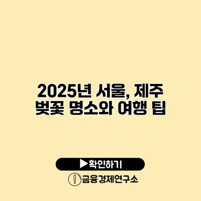2025년 서울, 제주 벚꽃 명소와 여행 팁