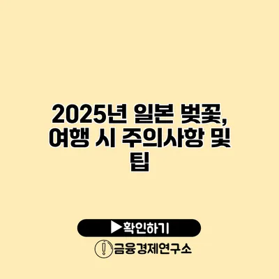2025년 일본 벚꽃, 여행 시 주의사항 및 팁