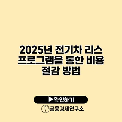 2025년 전기차 리스 프로그램을 통한 비용 절감 방법