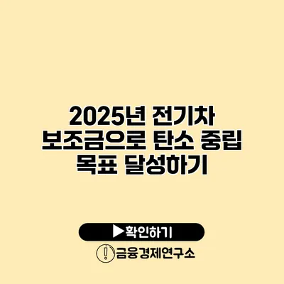 2025년 전기차 보조금으로 탄소 중립 목표 달성하기