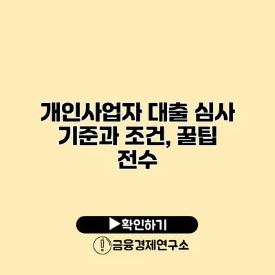 개인사업자 대출 심사 기준과 조건, 꿀팁 전수