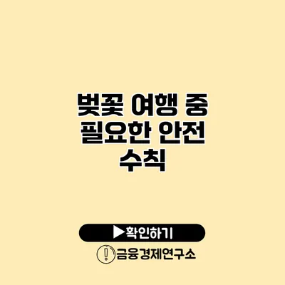 벚꽃 여행 중 필요한 안전 수칙