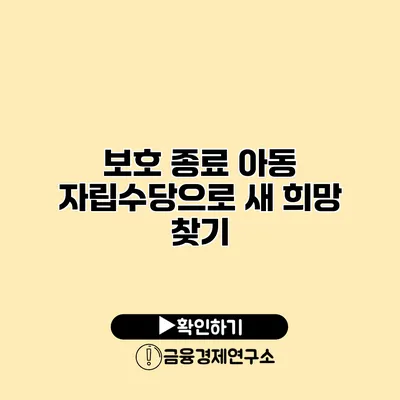 보호 종료 아동 자립수당으로 새 희망 찾기