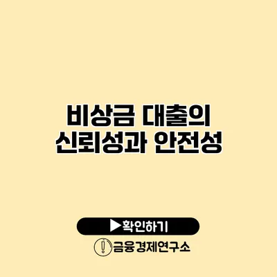 비상금 대출의 신뢰성과 안전성