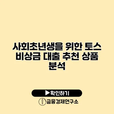 사회초년생을 위한 토스 비상금 대출 추천 상품 분석