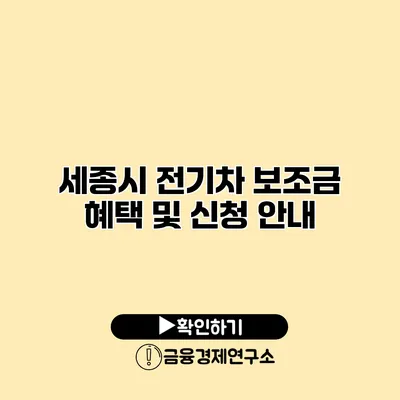 세종시 전기차 보조금 혜택 및 신청 안내