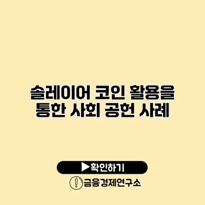 솔레이어 코인 활용을 통한 사회 공헌 사례