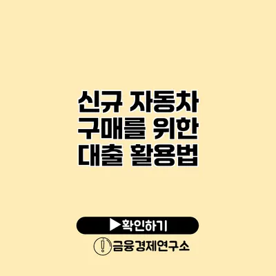 신규 자동차 구매를 위한 대출 활용법