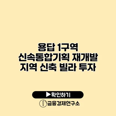 용답 1구역 신속통합기획 재개발 지역 신축 빌라 투자