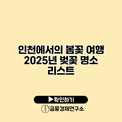 인천에서의 봄꽃 여행 2025년 벚꽃 명소 리스트
