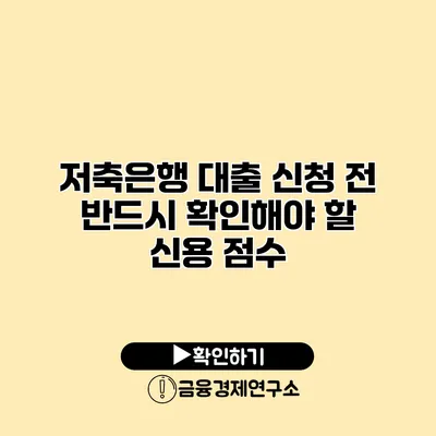 저축은행 대출 신청 전 반드시 확인해야 할 신용 점수