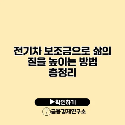 전기차 보조금으로 삶의 질을 높이는 방법 총정리