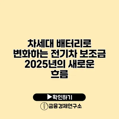 차세대 배터리로 변화하는 전기차 보조금 2025년의 새로운 흐름