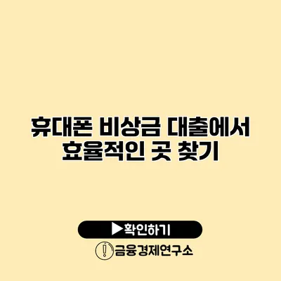 휴대폰 비상금 대출에서 효율적인 곳 찾기