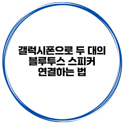 갤럭시폰으로 두 대의 블루투스 스피커 연결하는 법